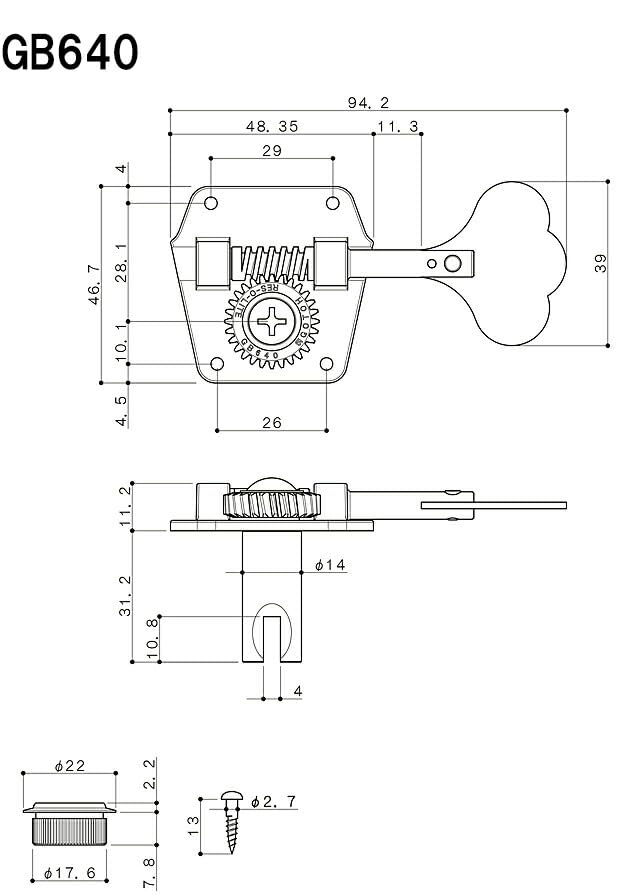 Amazon | GOTOH ゴトー ベース ペグ GB640 N ニッケル 片側4個セット